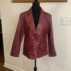 Chadwick’s Red 100% Genuine Leather Plus Size Jacket, Sz. 14P.